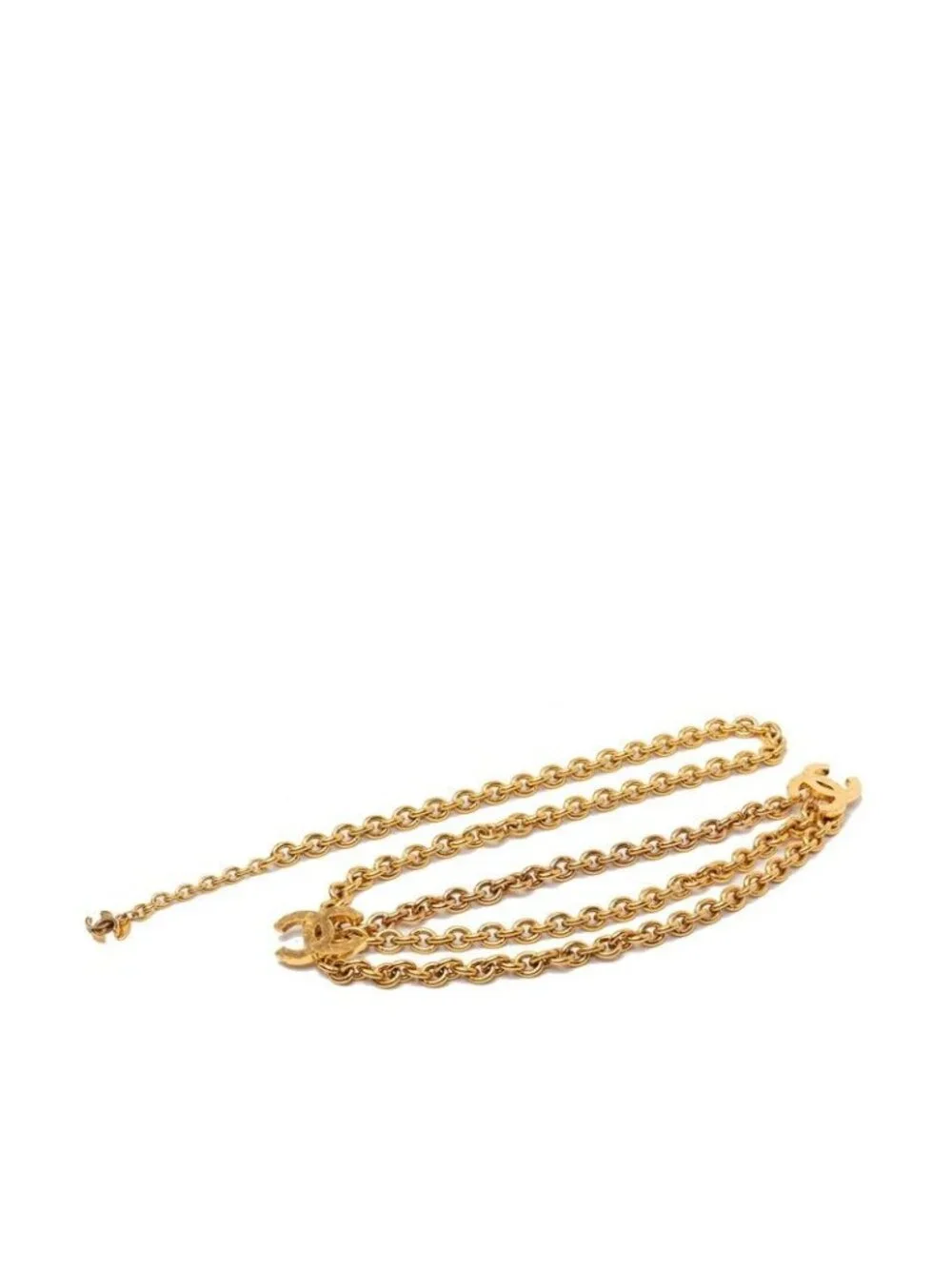 Chanel Vintage CC Logo Triple Strand Chain Belt Gold Plated